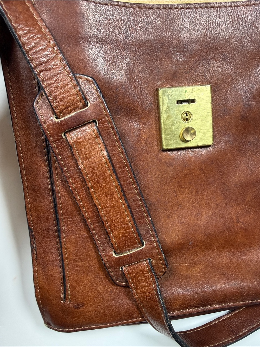 Guidi Vintage Brown Leather Crossbody Messenger Unisex Folio Work Bag - Picture 10 of 10
